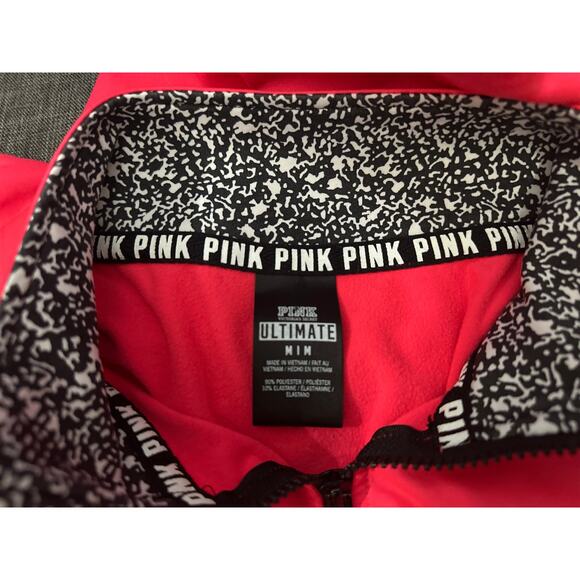 Victoria's Secret PINK Neon Coral Pink Ultimate 1/2 Zip Pullover Size Medium - Picture 5 of 5